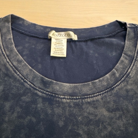 Bozzolo Women’s Medium Blue Mineral Wash Tee – Short Sleeve Casual Top - Picture 5 of 5
